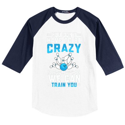 Funny Crazy Bowling Cute Bowler Player Boy Girl Baseball Sleeve Shirt