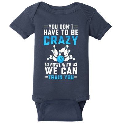 Funny Crazy Bowling Cute Bowler Player Boy Girl Baby Bodysuit