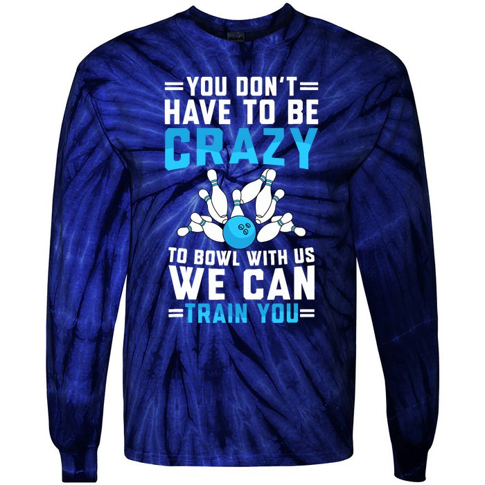 Funny Crazy Bowling Cute Bowler Player Boy Girl Tie-Dye Long Sleeve Shirt