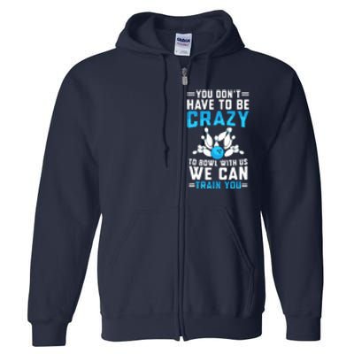 Funny Crazy Bowling Cute Bowler Player Boy Girl Full Zip Hoodie