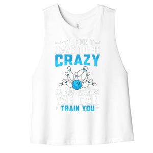 Funny Crazy Bowling Cute Bowler Player Boy Girl Women's Racerback Cropped Tank