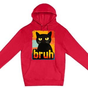 Funny Cat Bruh For Teens Meme Graphic Premium Pullover Hoodie