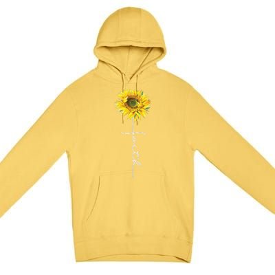 Faith Cross Bible Christian Religious Sunflower Premium Pullover Hoodie