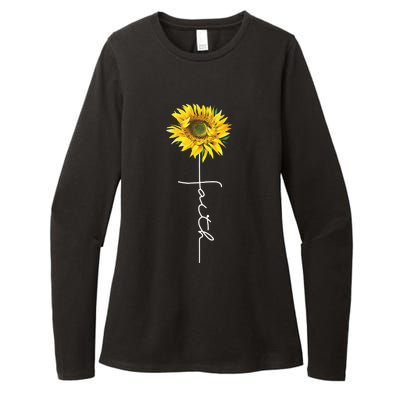 Faith Cross Bible Christian Religious Sunflower Womens CVC Long Sleeve Shirt