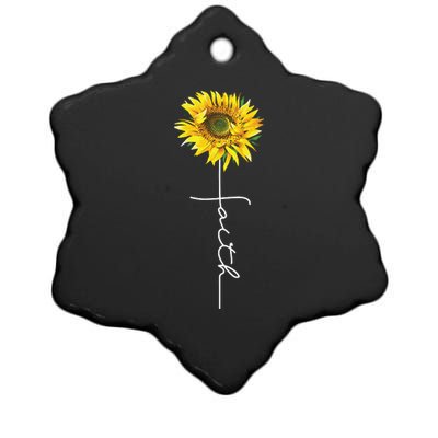 Faith Cross Bible Christian Religious Sunflower Ceramic Star Ornament