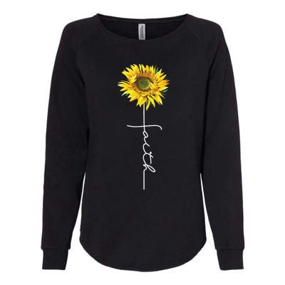 Faith Cross Bible Christian Religious Sunflower Womens California Wash Sweatshirt