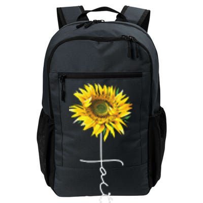 Faith Cross Bible Christian Religious Sunflower Daily Commute Backpack