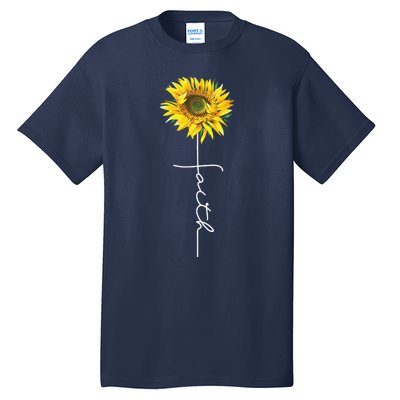 Faith Cross Bible Christian Religious Sunflower Tall T-Shirt