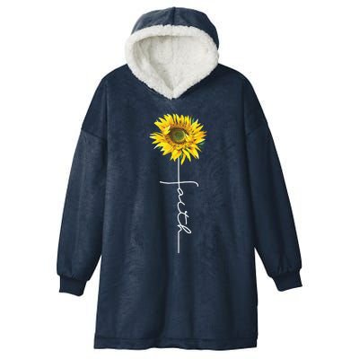 Faith Cross Bible Christian Religious Sunflower Hooded Wearable Blanket