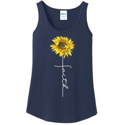 Faith Cross Bible Christian Religious Sunflower Ladies Essential Tank