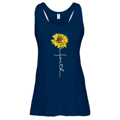 Faith Cross Bible Christian Religious Sunflower Ladies Essential Flowy Tank