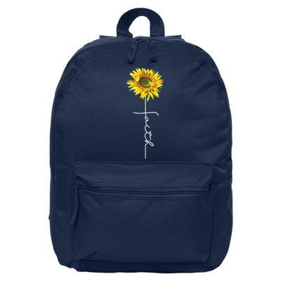 Faith Cross Bible Christian Religious Sunflower 16 in Basic Backpack