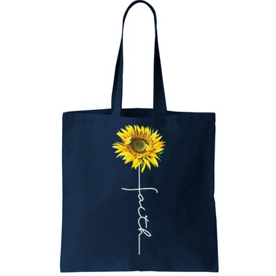 Faith Cross Bible Christian Religious Sunflower Tote Bag