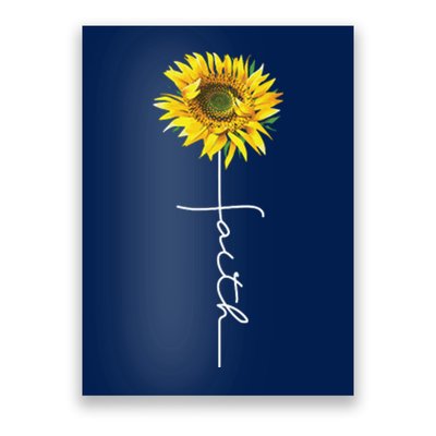 Faith Cross Bible Christian Religious Sunflower Poster