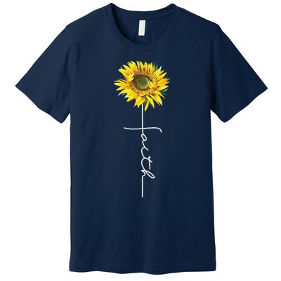 Faith Cross Bible Christian Religious Sunflower Premium T-Shirt