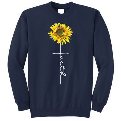 Faith Cross Bible Christian Religious Sunflower Tall Sweatshirt