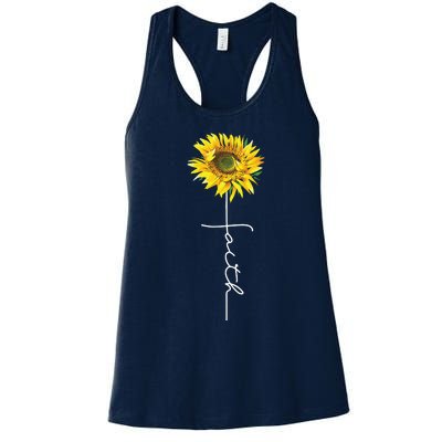 Faith Cross Bible Christian Religious Sunflower Women's Racerback Tank