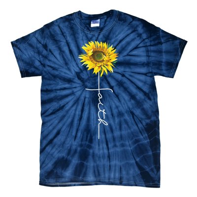 Faith Cross Bible Christian Religious Sunflower Tie-Dye T-Shirt