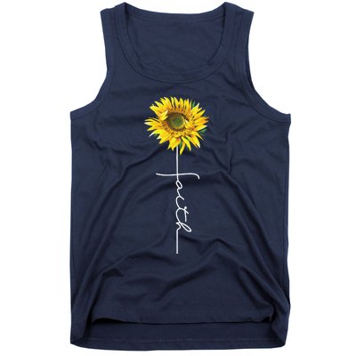 Faith Cross Bible Christian Religious Sunflower Tank Top