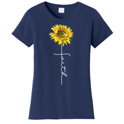 Faith Cross Bible Christian Religious Sunflower Women's T-Shirt