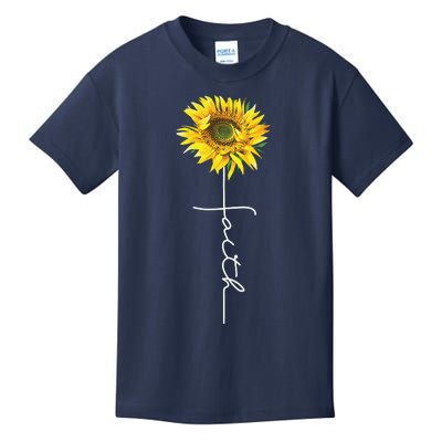 Faith Cross Bible Christian Religious Sunflower Kids T-Shirt