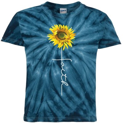 Faith Cross Bible Christian Religious Sunflower Kids Tie-Dye T-Shirt