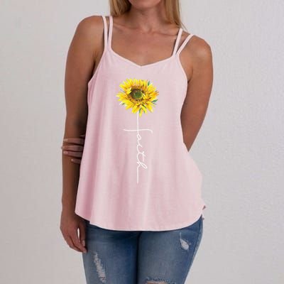 Faith Cross Bible Christian Religious Sunflower Women's Strappy Tank