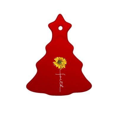 Faith Cross Bible Christian Religious Sunflower Ceramic Tree Ornament