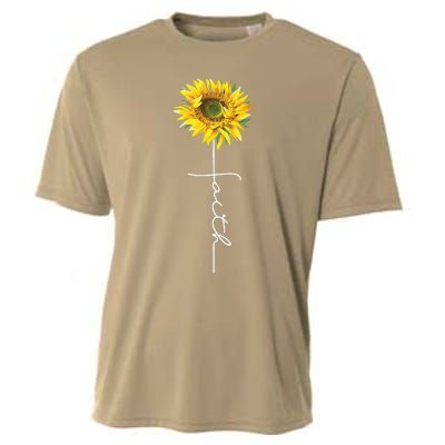 Faith Cross Bible Christian Religious Sunflower Cooling Performance Crew T-Shirt