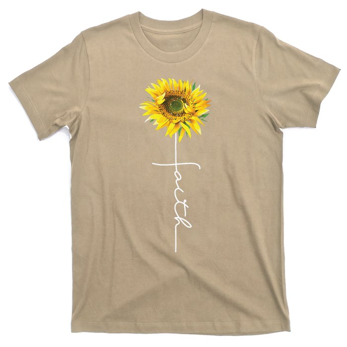 Faith Cross Bible Christian Religious Sunflower T-Shirt