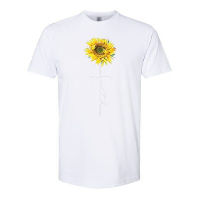 Faith Cross Bible Christian Religious Sunflower Softstyle CVC T-Shirt