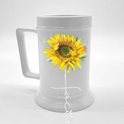 Faith Cross Bible Christian Religious Sunflower Beer Stein