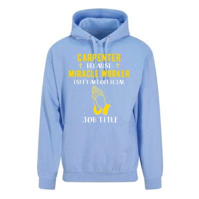 Funny Carpenter Because Miracle Worker Isn't A Job Title Gif Gift Unisex Surf Hoodie