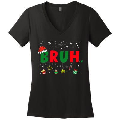 Funny Christmas Bruh Xmas Bruh Matching Women's V-Neck T-Shirt