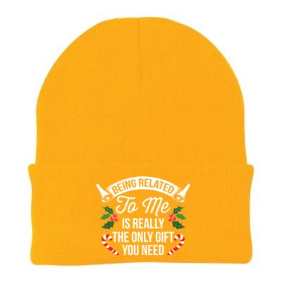 Funny Christmas Being Related To Me Is Gift For Family Joke Gift Knit Cap Winter Beanie