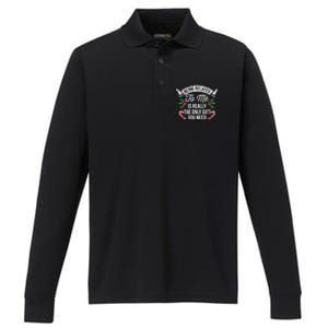 Funny Christmas Being Related To Me Is Gift For Family Joke Gift Performance Long Sleeve Polo