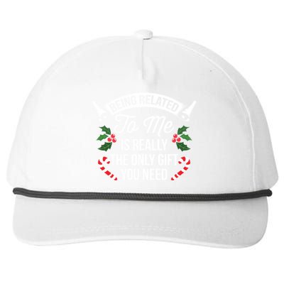 Funny Christmas Being Related To Me Is Gift For Family Joke Gift Snapback Five-Panel Rope Hat