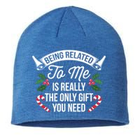 Funny Christmas Being Related To Me Is Gift For Family Joke Gift Sustainable Beanie