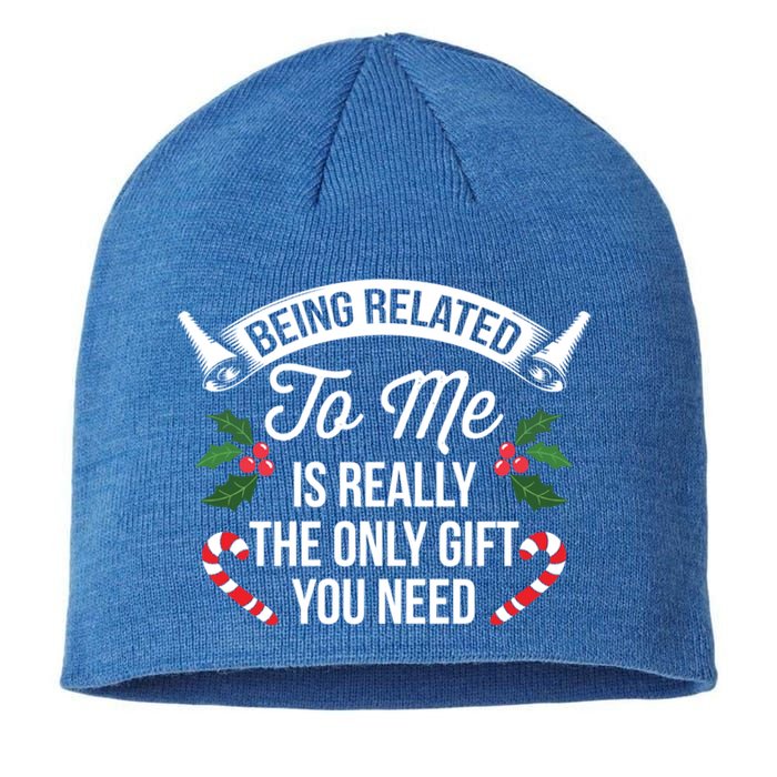 Funny Christmas Being Related To Me Is Gift For Family Joke Gift Sustainable Beanie