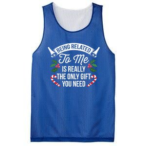 Funny Christmas Being Related To Me Is Gift For Family Joke Gift Mesh Reversible Basketball Jersey Tank