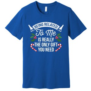 Funny Christmas Being Related To Me Is Gift For Family Joke Gift Premium T-Shirt