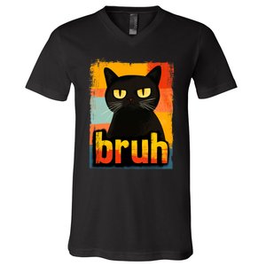 Funny Cat Bruh Meme Graphic V-Neck T-Shirt