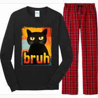 Funny Cat Bruh Meme Graphic Long Sleeve Pajama Set