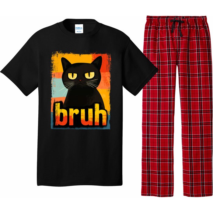 Funny Cat Bruh Meme Graphic Pajama Set