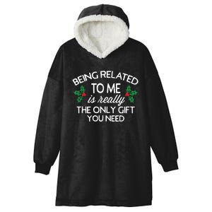 Funny Christmas Being Related To Me Family Joke Hooded Wearable Blanket