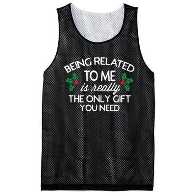 Funny Christmas Being Related To Me Family Joke Mesh Reversible Basketball Jersey Tank