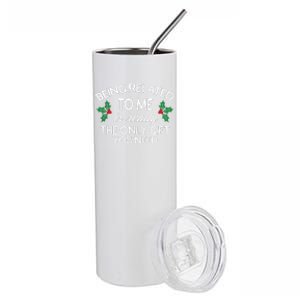 Funny Christmas Being Related To Me Family Joke Stainless Steel Tumbler