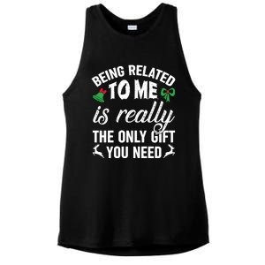 Funny Christmas Being Related To Me Is Gift For Family Joke Great Gift Ladies PosiCharge Tri-Blend Wicking Tank