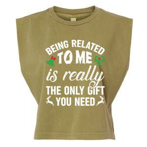 Funny Christmas Being Related To Me Is Gift For Family Joke Great Gift Garment-Dyed Women's Muscle Tee