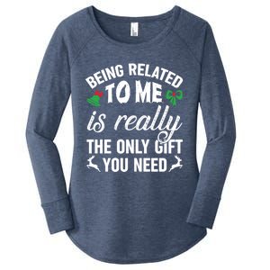 Funny Christmas Being Related To Me Is Gift For Family Joke Great Gift Women's Perfect Tri Tunic Long Sleeve Shirt